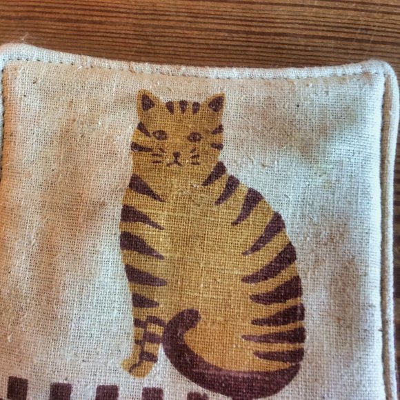 Vintage Orange Tabby Cat Scented Mug Mat Coasters Plaid Backing Set of 4 - Picture 4 of 4